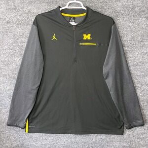 Jordan Michigan Wolverines Dri-FIT 1/4 Zip Pullover Gray Mens XXL Performance